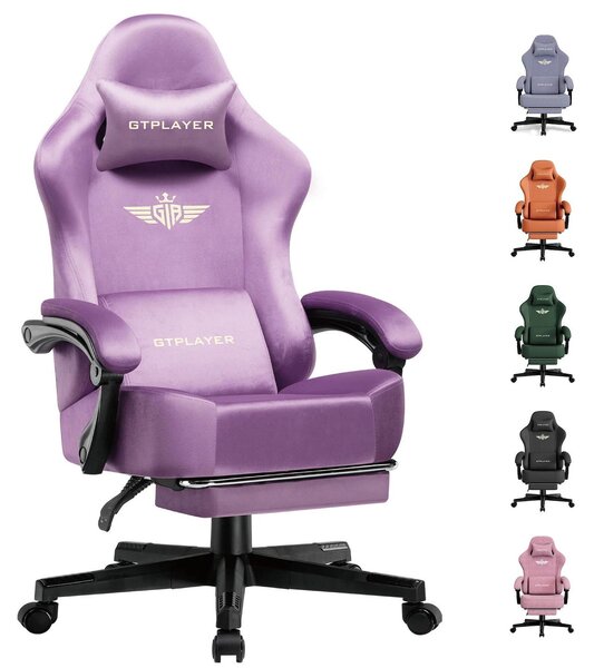 Sedia da ufficio ergonomica, tessuto traspirante, schienale regolabile, velluto lilla chiaro