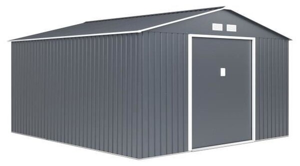 Casetta da giardino in acciaio 12,99 m² con 6 set di ancoraggio inclusi - Grigio antracite