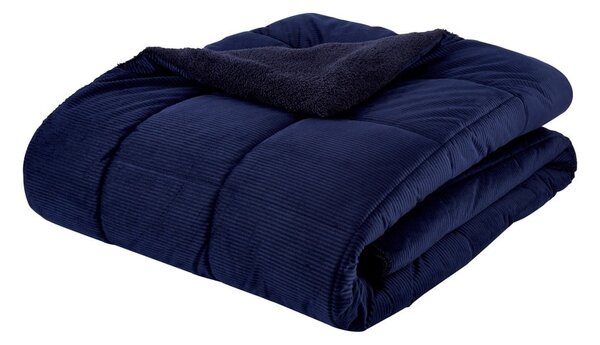 Copriletto in micropile trapuntato blu scuro per letto matrimoniale 200x220 cm Cosy Cord - Catherine Lansfield