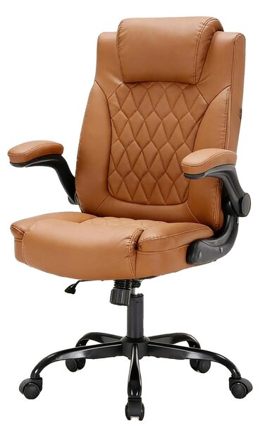 Sedia da ufficio, design ergonomico, braccioli regolabili, marrone
