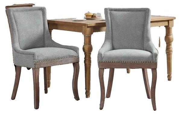 Sedia da pranzo, struttura in legno massello, schienale alto, grigio CQY