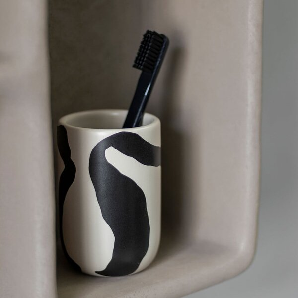 Tazza in ceramica bianca e nera per spazzolini da denti Icon - Mette Ditmer Denmark