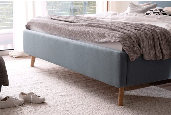 Letto matrimoniale imbottito blu/grigio con contenitore con rete inclusa 180x200 cm Mattis – Meise Möbel