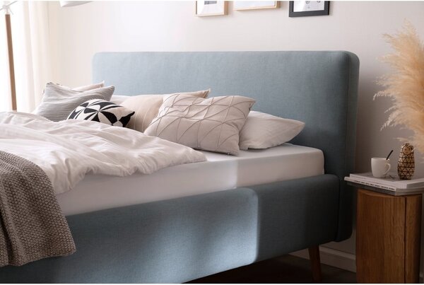 Letto matrimoniale imbottito blu/grigio con contenitore con rete inclusa 180x200 cm Mattis – Meise Möbel