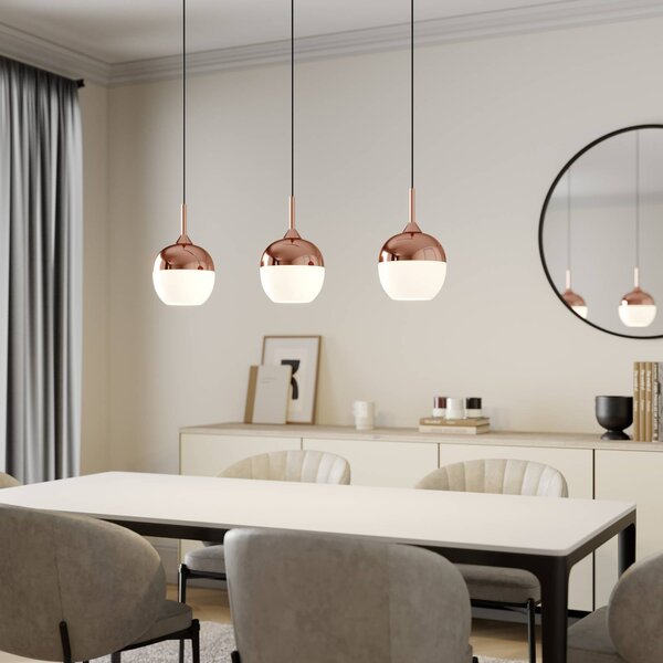 Lampada a sospensione in vetro Rangina Lindby, dimmerabile, Rame, Soggiorno / Sala da pranzo, Vetro, Moderno, Lampada a sospensione