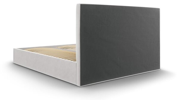 Letto matrimoniale imbottito grigio chiaro con vano contenitore con griglia 160x200 cm Juniper - Mazzini Beds