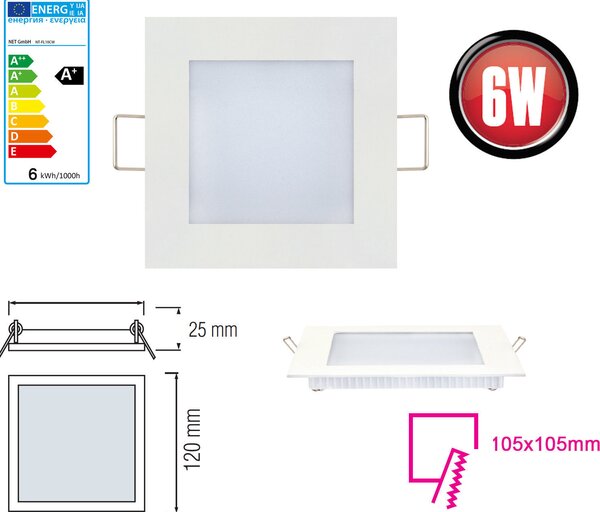10x 6W LED pannello 120 x 120mm faretto da incasso luce da incasso bianco caldo 350 lumen luce da soffitto angolare