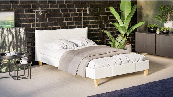 Letto matrimoniale imbottito crema con griglia 140x200 cm Tina - Ropez