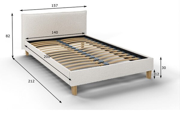 Letto matrimoniale imbottito crema con griglia 140x200 cm Tina - Ropez