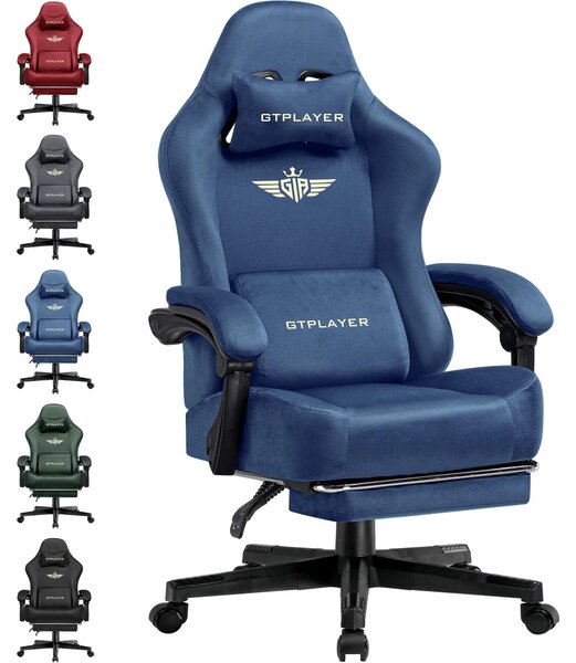 Sedia da ufficio ergonomica, tessuto traspirante, schienale regolabile, blu