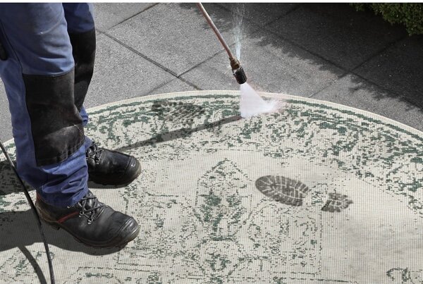 Tappeto da esterno verde e crema , ø 140 cm Borbon - NORTHRUGS