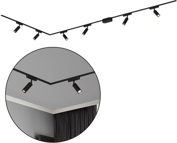 Sistema di binari Briloner Luxtrail, set completo, 6x faretti LED, a L, nero