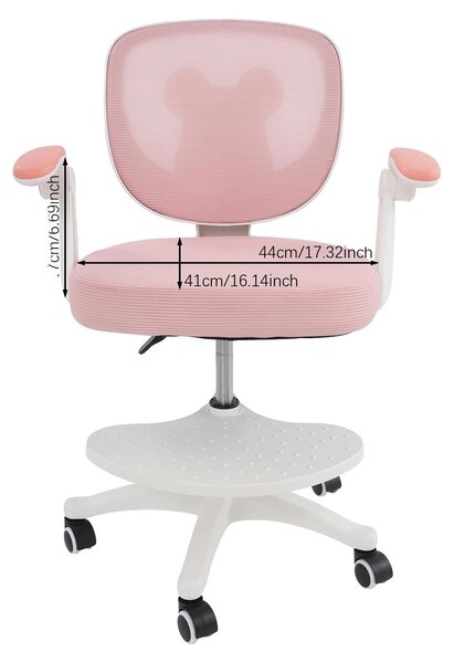 Sedia da scrivania, supporto ergonomico, regolabile in altezza, rosa