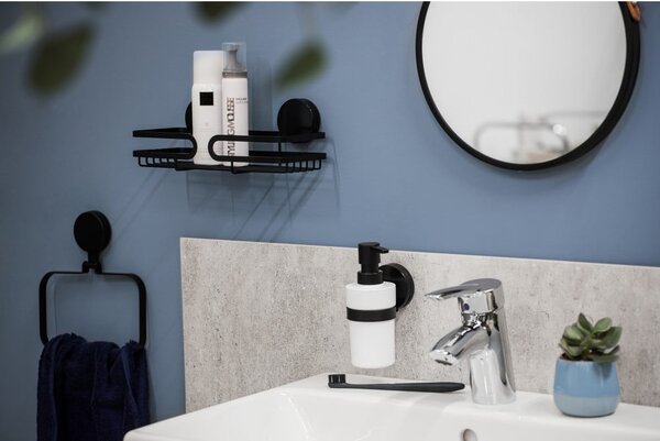 Distributore di sapone a parete bianco e nero Static-Loc® Plus Pavia - Wenko