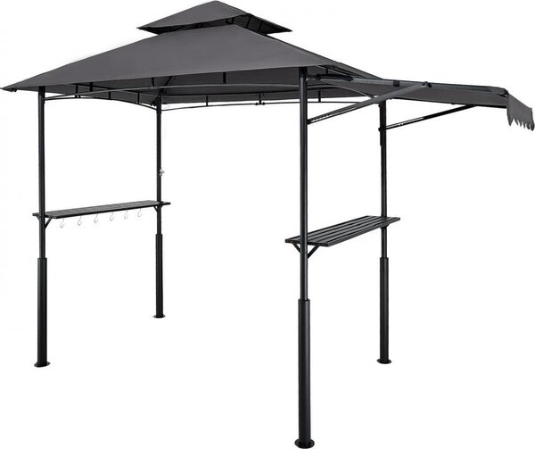 Padiglione per barbecue 2430x1500x500 mm - Tettoia per barbecue all'aperto - Tettoia per gazebo BBQ a 2 livelli - Padiglione da giardino con doppio tetto e gambe di sostegno rinforzate - Tenda per patio, cortile e giardino