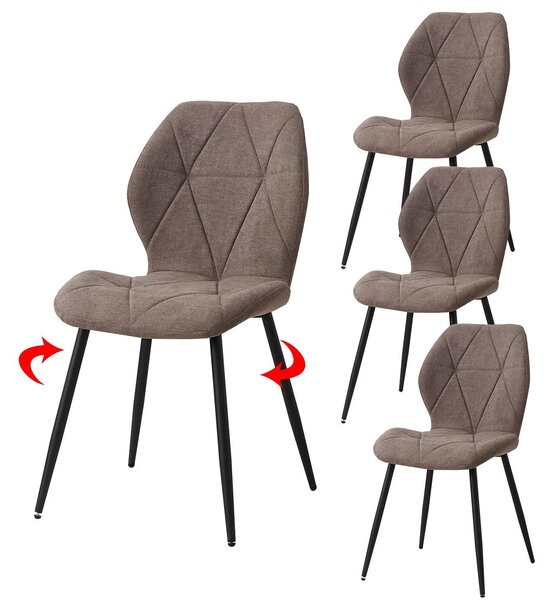Sedie da pranzo, seduta imbottita, design minimalista, marrone