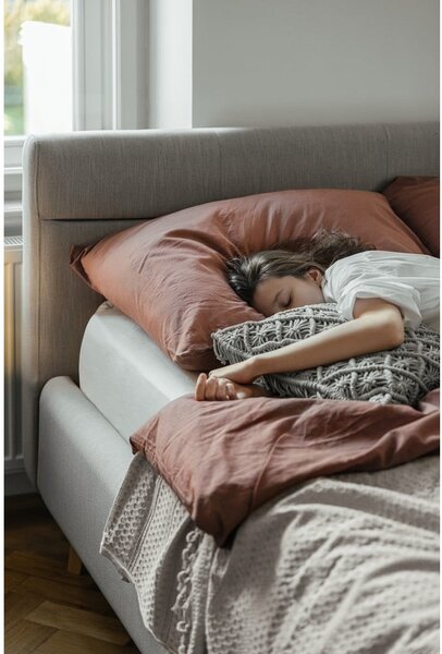 Letto matrimoniale imbottito beige con contenitore con rete inclusa 160x200 cm Lotte – Meise Möbel