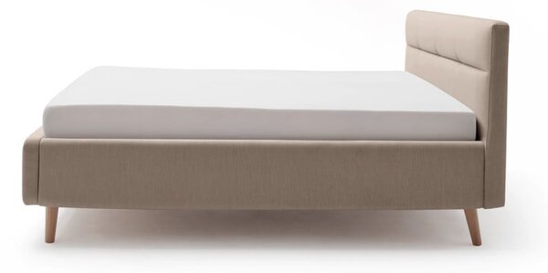 Letto matrimoniale imbottito beige con contenitore con rete inclusa 160x200 cm Lotte – Meise Möbel