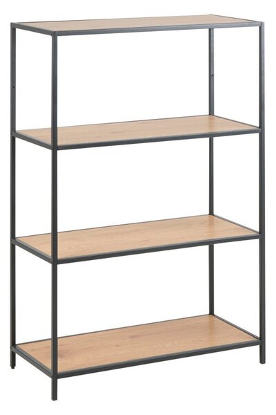 Libreria nera-color legno naturale effetto rovere 77x114 cm Seaford - Actona