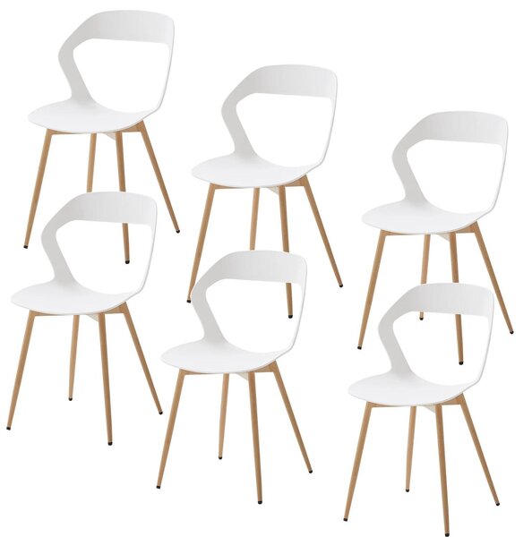 Sedia da pranzo, design ergonomico, stile moderno minimalista, bianca