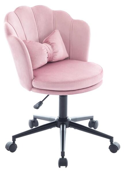 Sedia da ufficio, regolabile in altezza, schienale a forma di petalo, rosa