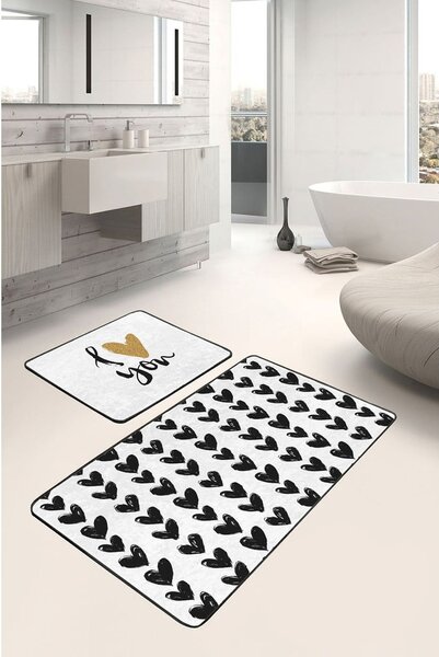 Tappetini da bagno bianco-nero in set da 2 100x60 cm - Minimalist Home World