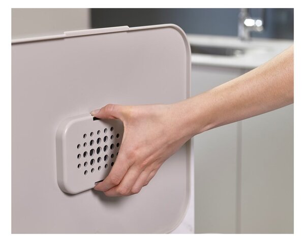 Bidone in acciaio beige per rifiuti differenziati 60 l Totem Max - Joseph Joseph