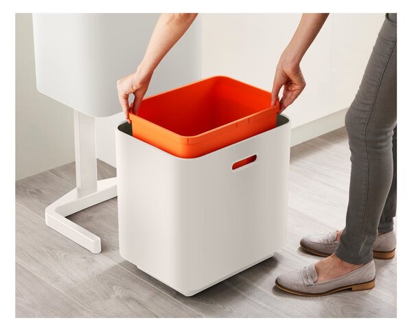 Bidone in acciaio beige per rifiuti differenziati 60 l Totem Max - Joseph Joseph