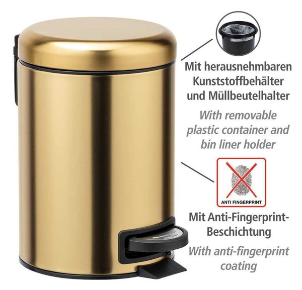 Bidone a pedale in acciaio inox oro 3 l Leman - Wenko