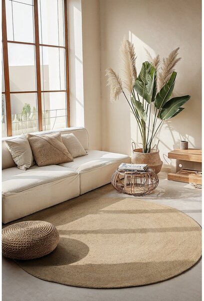 Tappeto rotondo avorio in iuta reversibile ø 140 cm Braided – Hanse Home