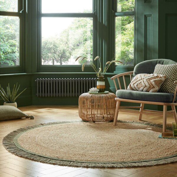 Tappeto rotondo di colore naturale in iuta tessuto a mano ø 180 cm Kahana – Flair Rugs