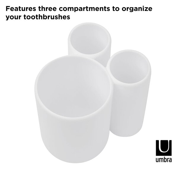 Bicchiere di plastica bianco per spazzolini da denti Touch - Umbra