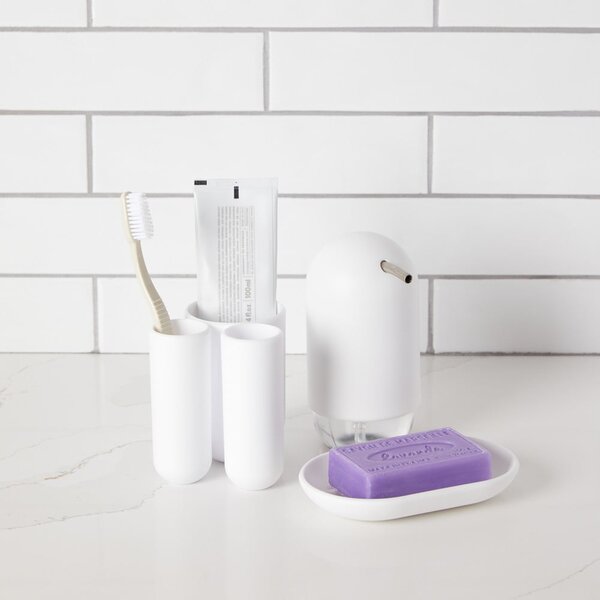 Bicchiere di plastica bianco per spazzolini da denti Touch - Umbra