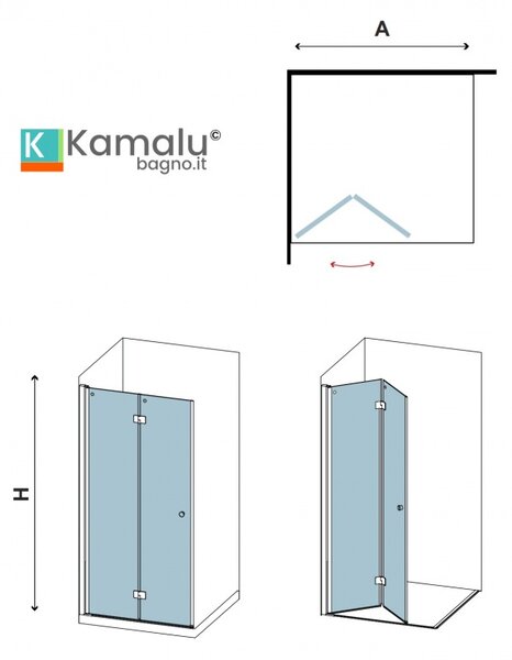 Doccia walkin a libro 60cm modello KSW7000 - KAMALU