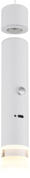 Globo 16060W - Lampada LED ricaricabile 2 in 1 con dimmer a sfioramento PELO LED/2W/230/5V bianco