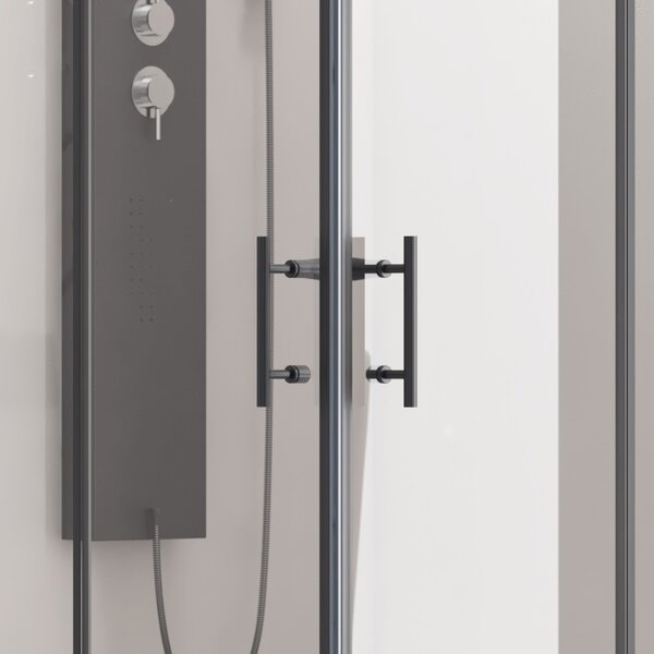 Kamalu box doccia telaio nero 70x70 angolare vetro trasparente modello kf1000b