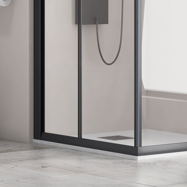 Kamalu box doccia telaio nero 70x70 angolare vetro trasparente modello kf1000b