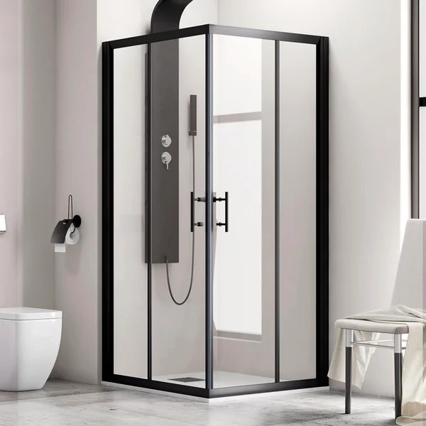 Box doccia 100x70 ad angolo profili neri vetro trasparente modello KF1000B - KAMALU