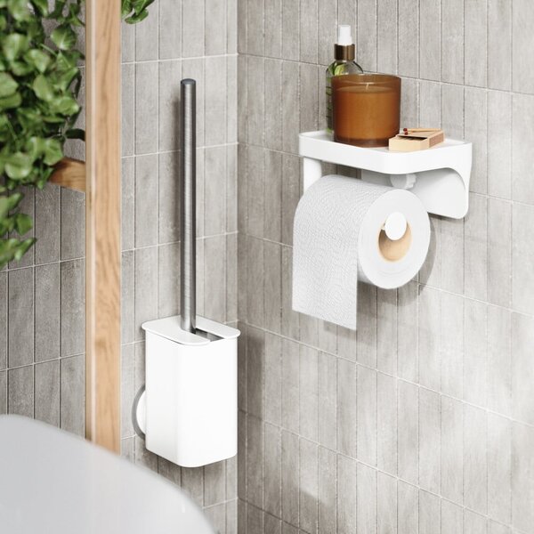 Scopino autoportante bianco in plastica riciclata Flex Adhesive - Umbra