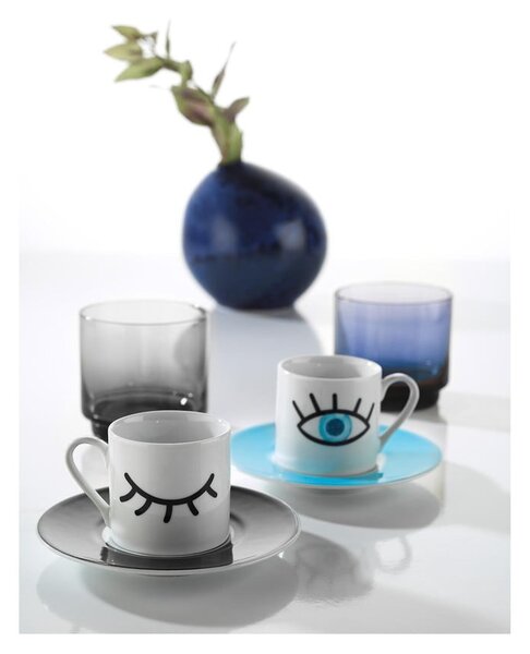 Set di 2 tazze e piattini Eyes, 90 ml - Kütahya Porselen