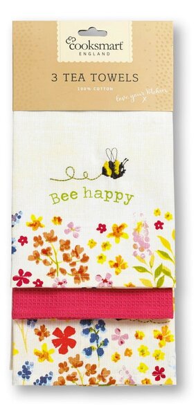 Set di strofinacci in cotone 3 pz 45x65 cm Bee Happy – Cooksmart ®