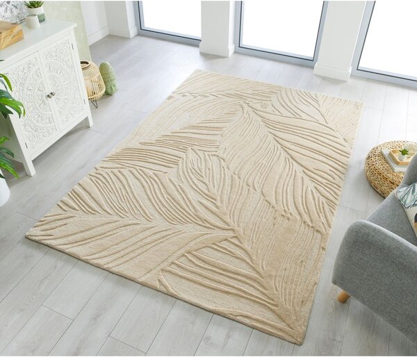 Tappeto in lana beige 120x170 cm Lino Leaf - Flair Rugs