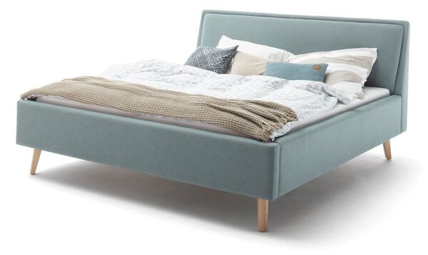 Letto matrimoniale imbottito blu/grigio con contenitore con rete inclusa 160x200 cm Frieda – Meise Möbel