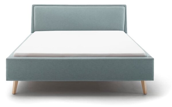 Letto matrimoniale imbottito blu/grigio con contenitore con rete inclusa 160x200 cm Frieda – Meise Möbel