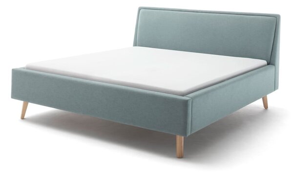 Letto matrimoniale imbottito blu/grigio con contenitore con rete inclusa 160x200 cm Frieda – Meise Möbel