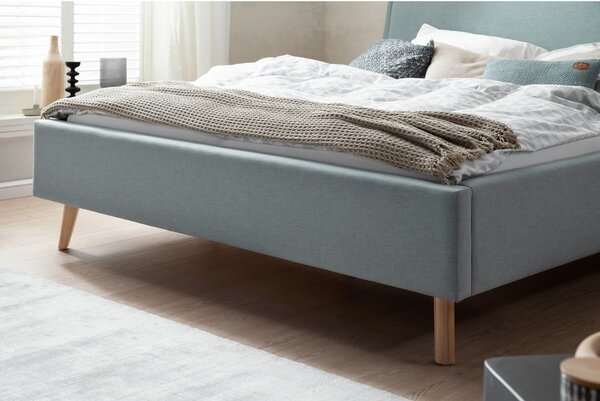 Letto matrimoniale imbottito blu/grigio con contenitore con rete inclusa 160x200 cm Frieda – Meise Möbel