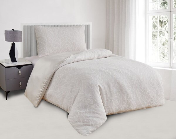 Biancheria da letto singola jacquard beige 140x200 cm Florida - My House