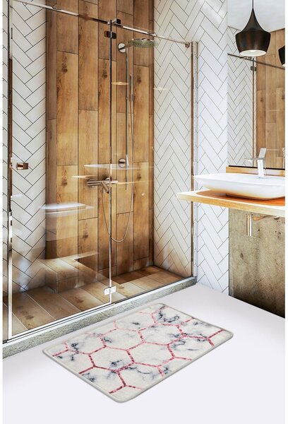 Tappetino da bagno bianco/grigio 60x40 cm Honeycomb - Foutastic