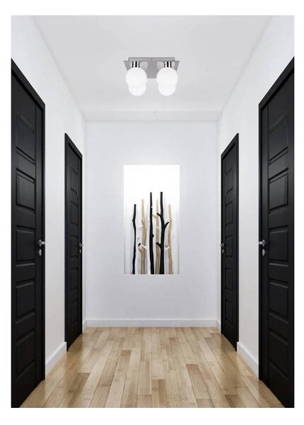 Lampada da soffitto in argento con paralume in vetro 25x25 cm Oden - Candellux Lighting