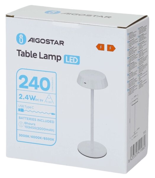 Aigostar - Lampada da tavolo LED dimmerabile AMBIENT LED/2,4W/5V 3000-6500K bianca